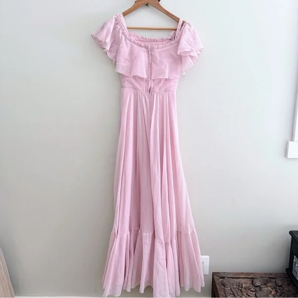 Vintage Pink Ruffle Aline Maxi Dress - Picture 6 of 6